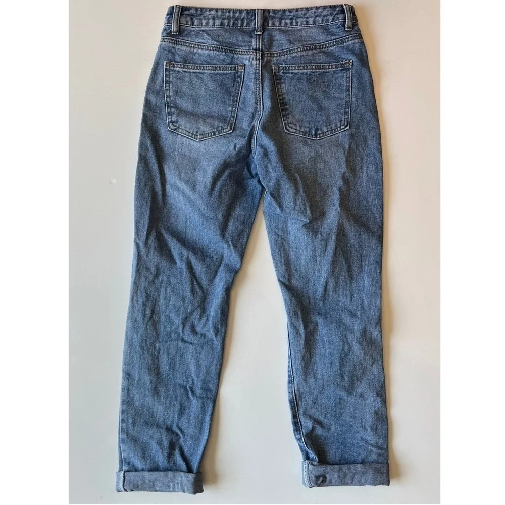Princess Polly Hayden Knee Rip Jeans in Mid Wash Denim